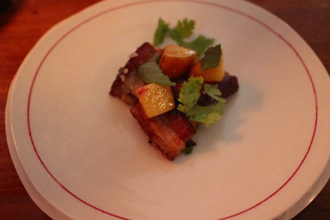 Kisetsu teki bacon: pork belly, fruit, serrano pepper